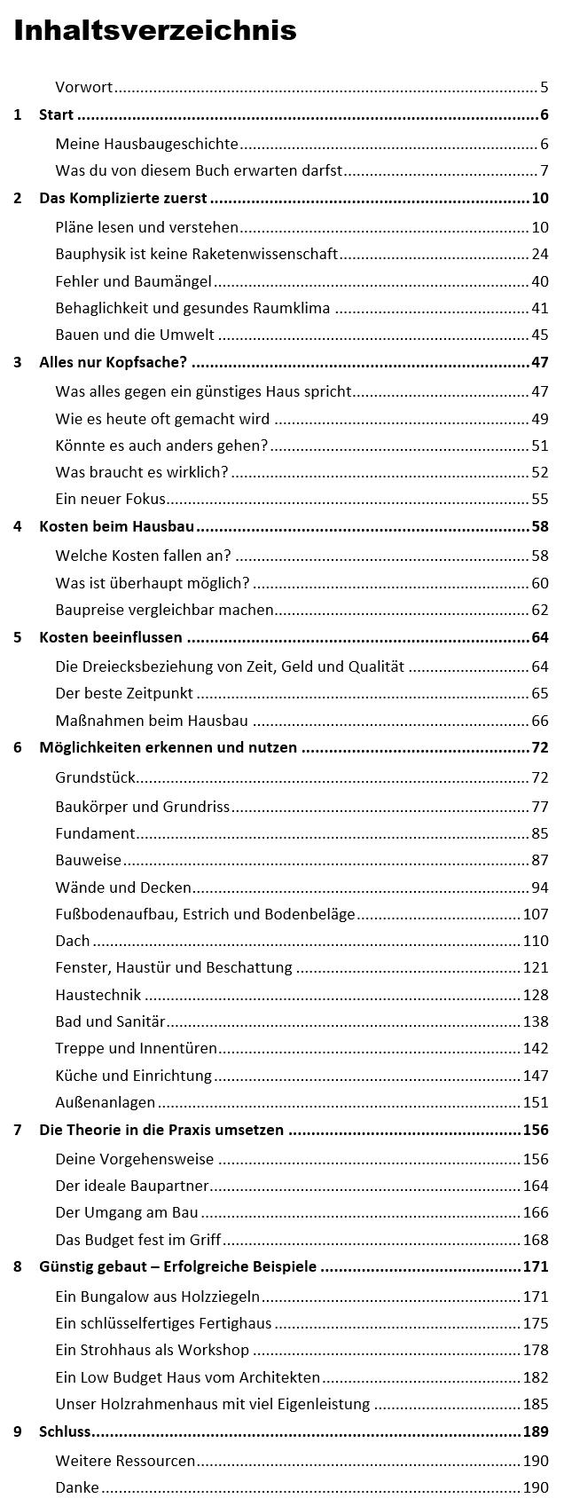 Inhaltsverzeichnis vom Bau-Einfach Handbuch
